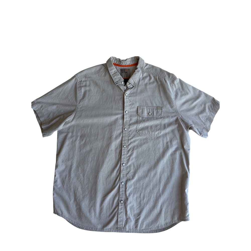 5.11 Tactical Mens XL Khaki Tan Short Sleeve Button Down Utility Work Shirt